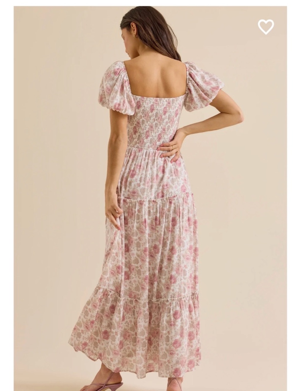 Altar'd State Pink Floral Maxi Dress with Puff Sleeves - Picture 3 of 8